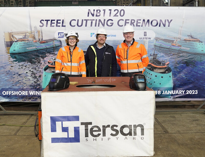 steel cutting, tersan shipyard, methanol-powered vessel